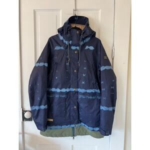 DC Riji Jacket Women's large snowboard longer fit dark blue mud cloth snow coat